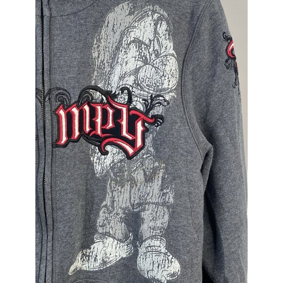 Disneyland Resort Grumpy Jacket Mens M Gray Sherpa Lined Full Zip Sweatshirt - Picture 3 of 16